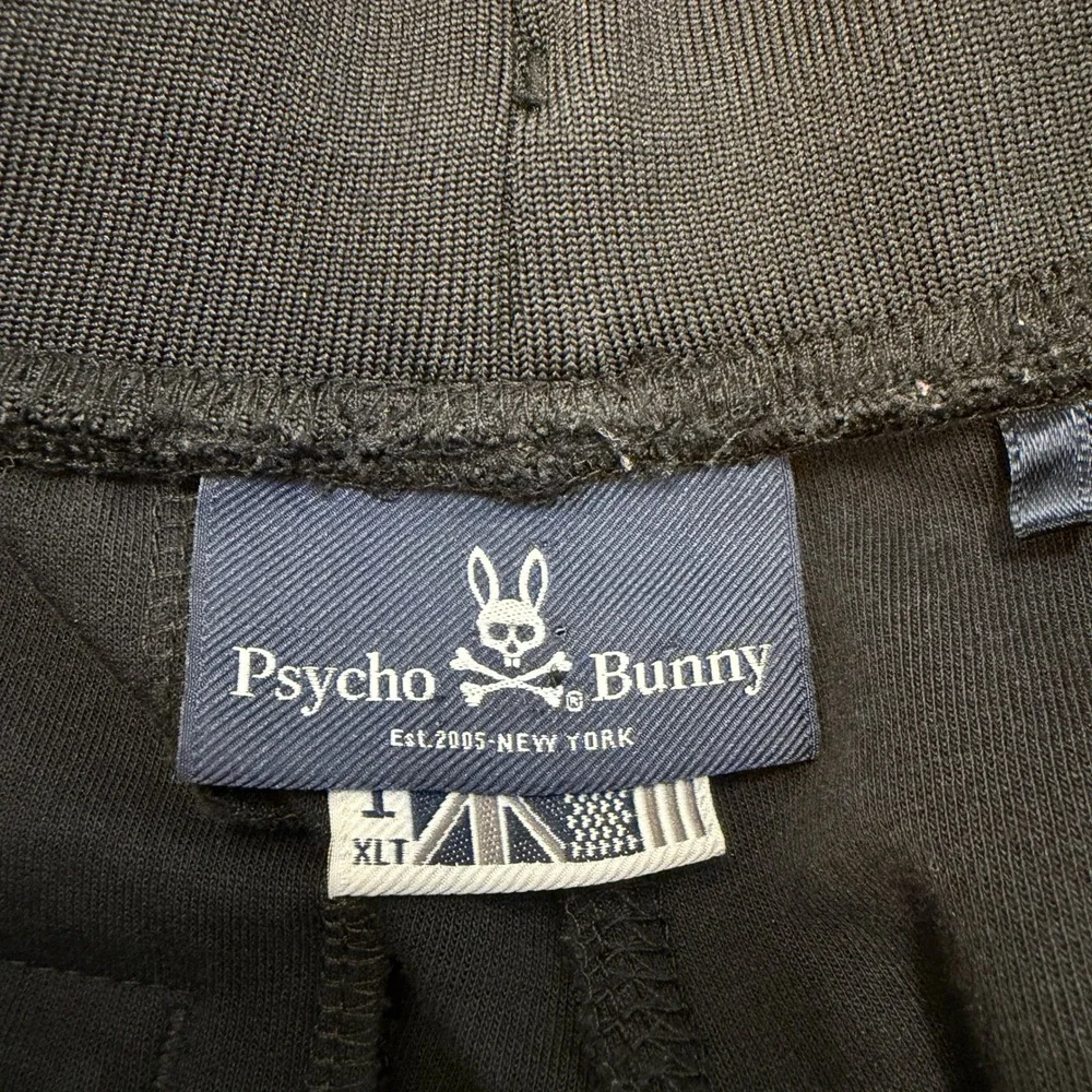 Psycho Bunny Sweatpants Jogger Mens Size 1 XLT Black Side Striped Track Lounge